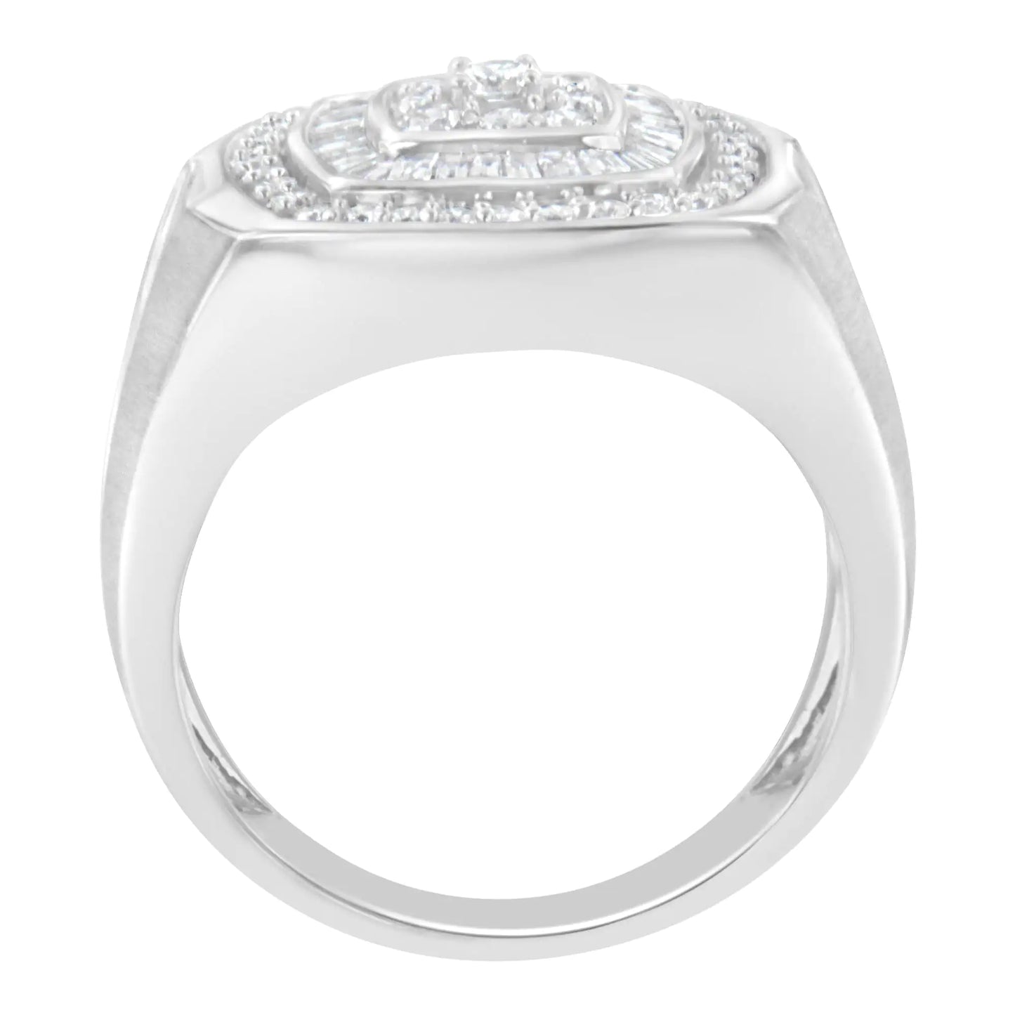 14K hvitt gull diamantring for menn (1 cttw, HI Color, SI1-I2 Clarity)