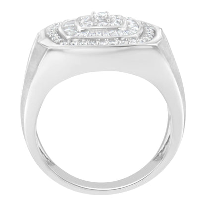 14K hvitt gull diamantring for menn (1 cttw, HI Color, SI1-I2 Clarity)