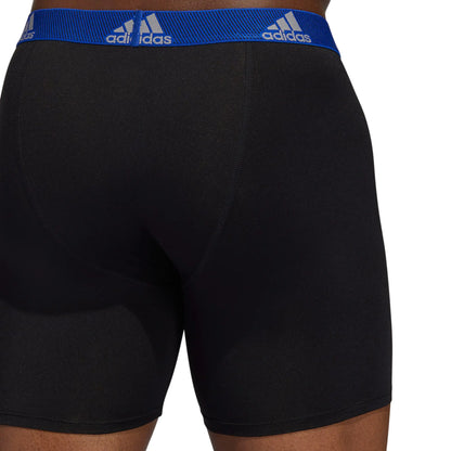 adidas Men's Athletic Fit Microfiber Boxer Brief Underwear (3 Pack) Medium Black/Team Royal Blue/Impact Yellow