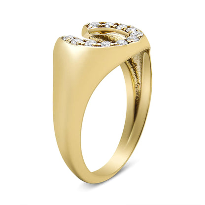 10K Yellow Gold 1/3 Cttw Round-Cut Diamond Men's Horseshoe Ring (H-I Color, VS1-VS2 Clarity)