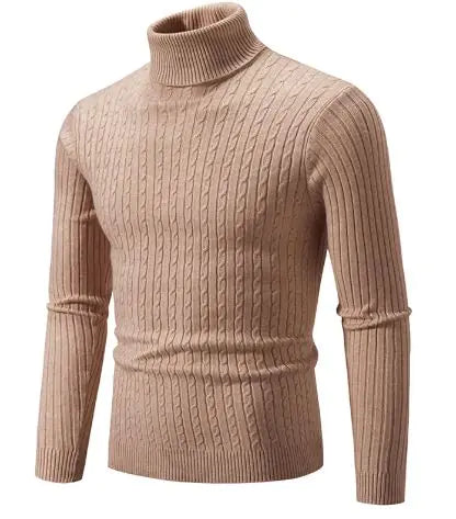 Strikket genser med turtleneck for menn