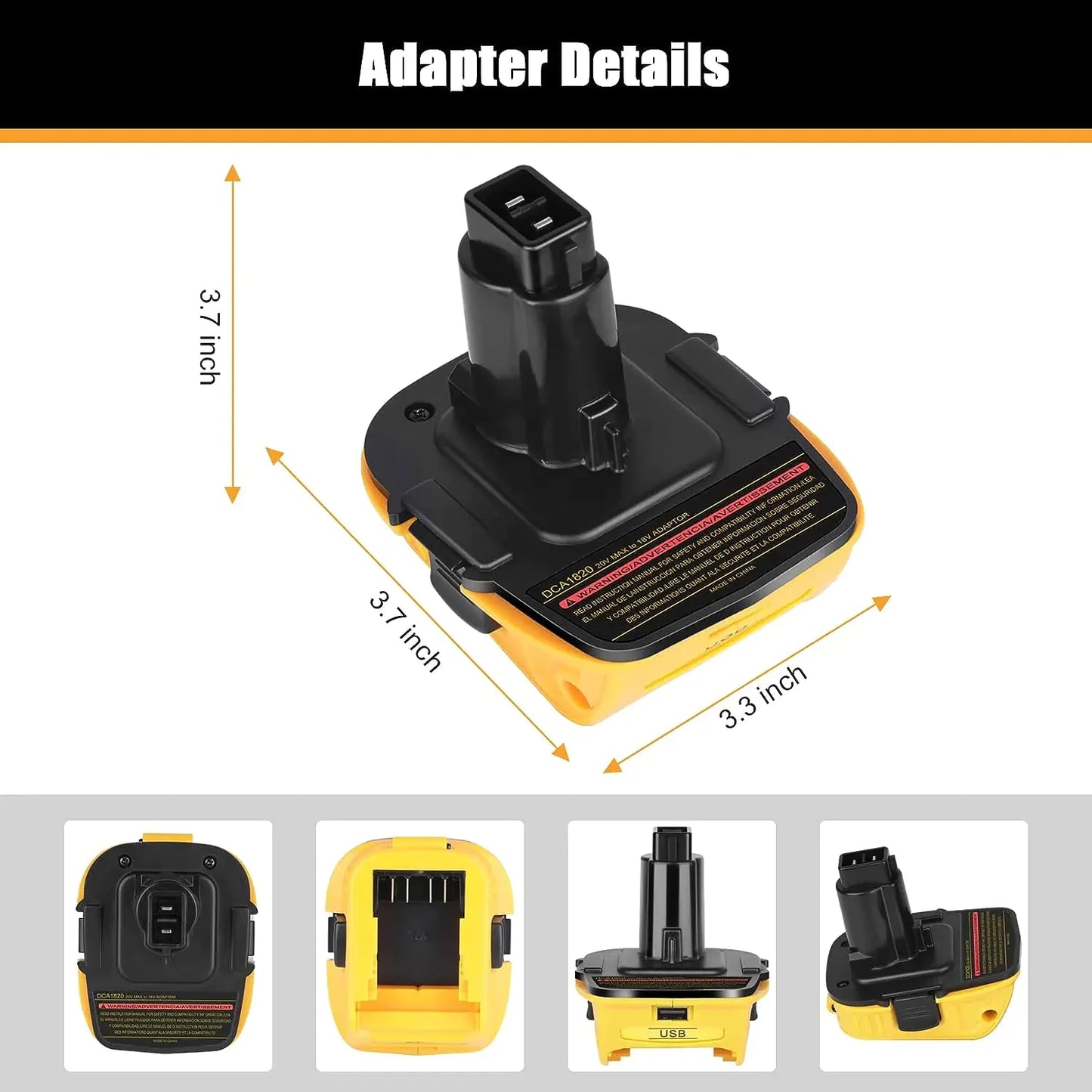 Adaptador convertidor DCA1820 de 2 x 18 V a 20 V máx. para batería de iones de litio DEWALT de 20 voltios