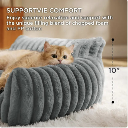 Bedsure Cute Cat Sofa - Soft Corduroy Fleece Pet Bed