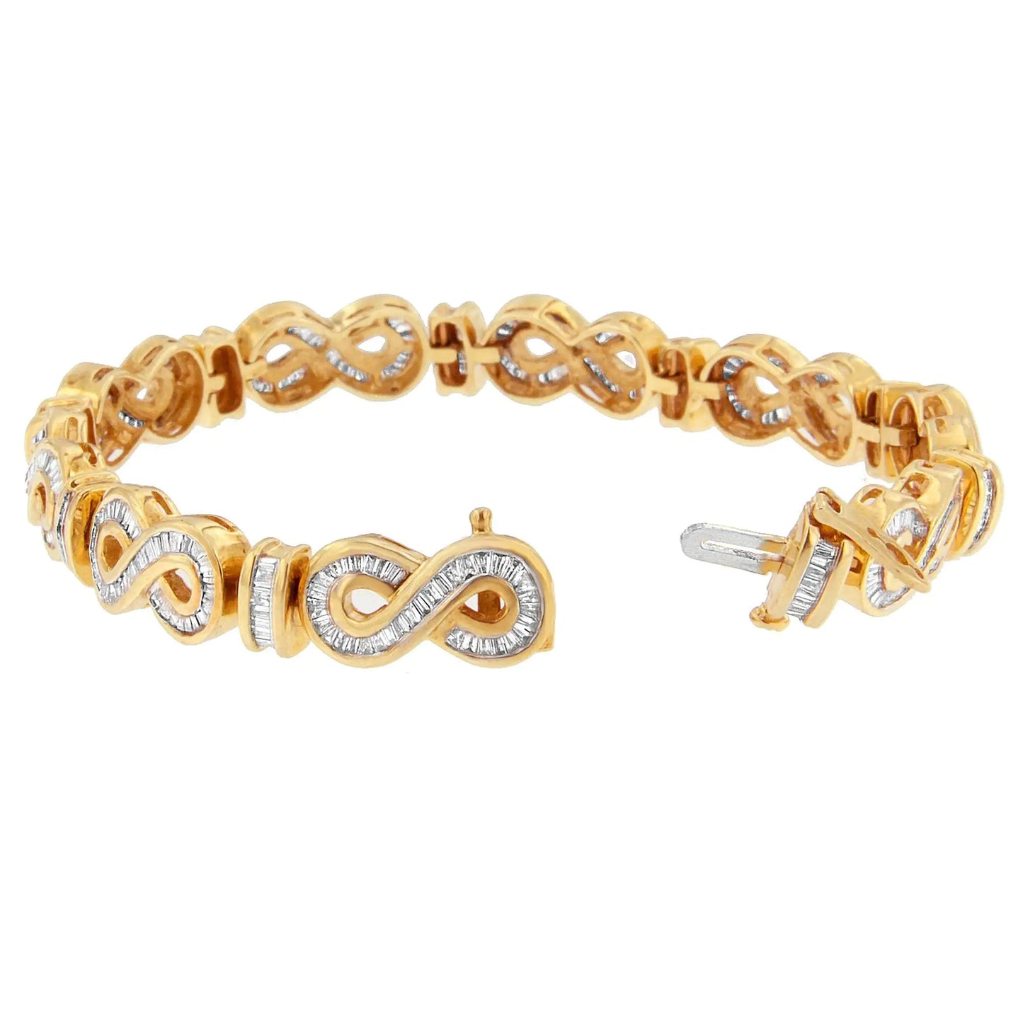 14K Yellow Gold Baguette Cut Diamond Bracelet (4.00 cttw, H-I Color, SI2-I1 Clarity)