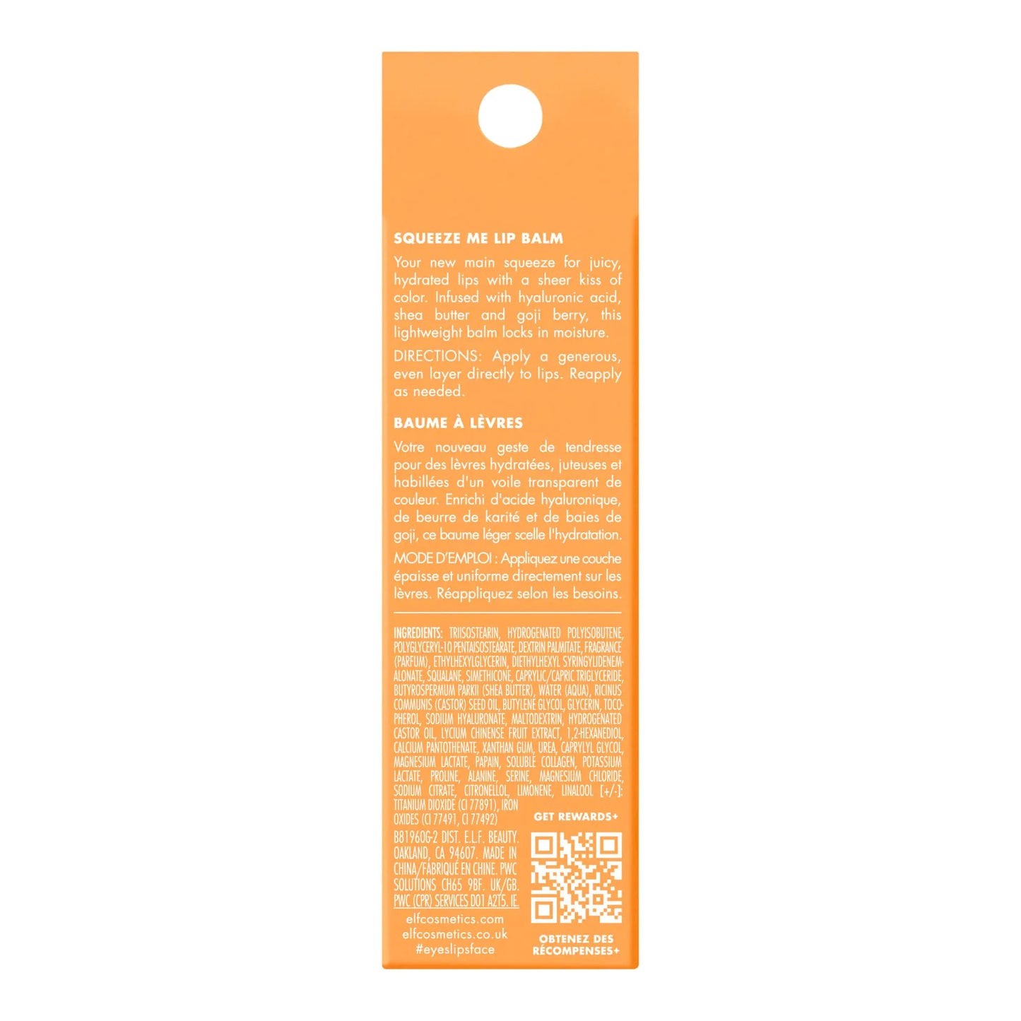 e.l.f. Squeeze Me Lip Balm, Moisturizing Lip Balm For A Sheer Tint Of Color, Infused With Hyaluronic Acid, Vegan & Cruelty-free, Peach 0.21 Ounce (Pack of 1)