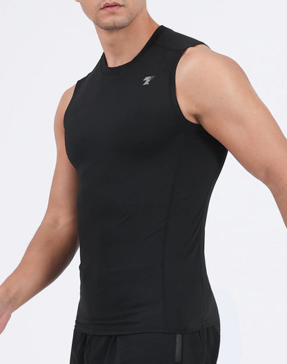 TELALEO - Pack de 5 camisetas de compresión deportivas para hombre, sin mangas, para entrenamiento, capa base deportiva, para correr, baloncesto, negro/blanco (paquete de cinco), talla mediana