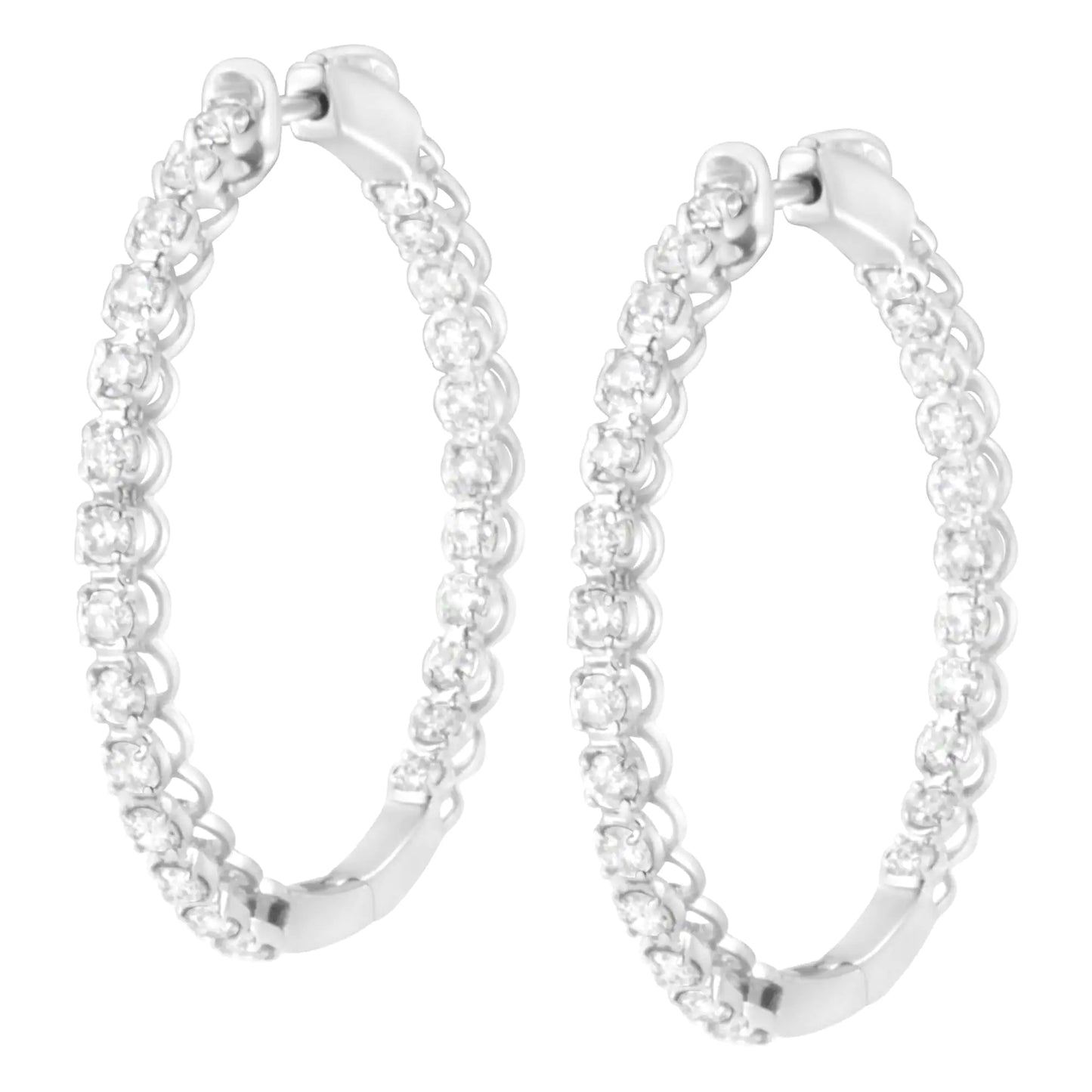 14K hvitt gull 2 ​​cttw Diamond Hoop øredobber (IJ Clarity, I1-I2 farge)