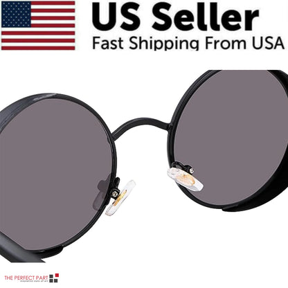 Retro Round Polarized Sunglasses Men Women Vintage Gothic Steampunk Glasses