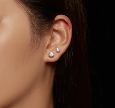 Radiant Moissanite Six - Prong Studs - Catch Cards