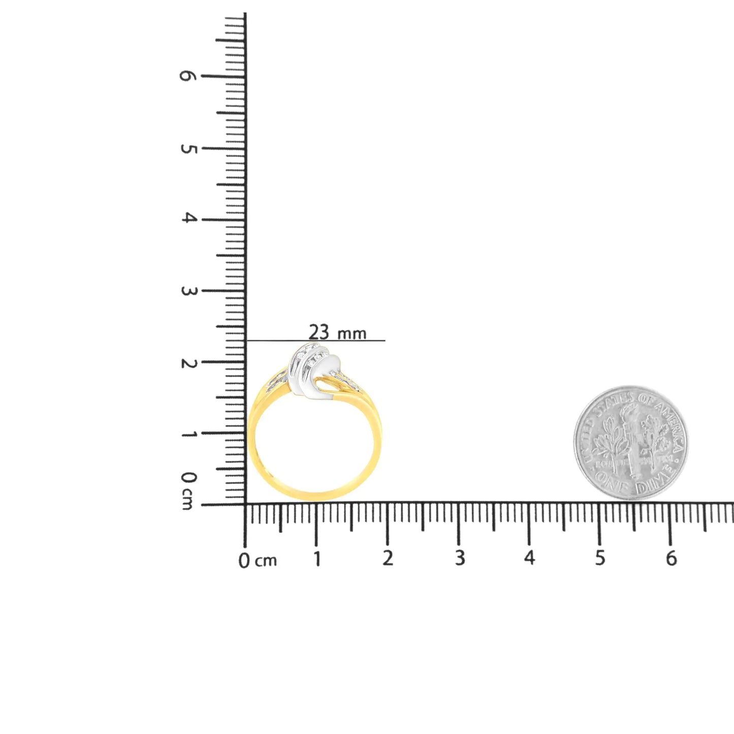 10K Gelb- und Weißgold 1/15 Karat Rundschliff Diamant bypass ring (I2 Farbe, IJ Reinheit)