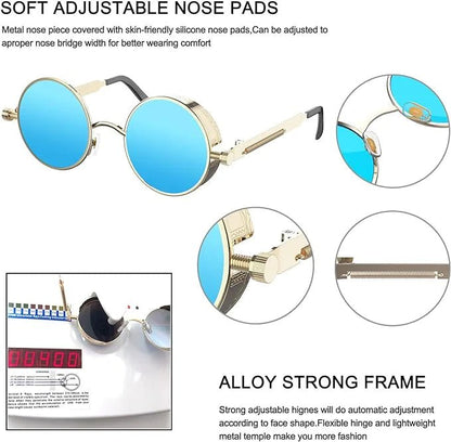 Retro Round Polarized Sunglasses Men Women Vintage Gothic Steampunk Glasses - HejK.com Marketplace.