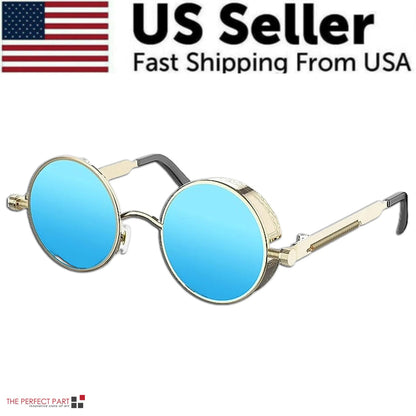 Retro Round Polarized Sunglasses Men Women Vintage Gothic Steampunk Glasses - HejK.com Marketplace.