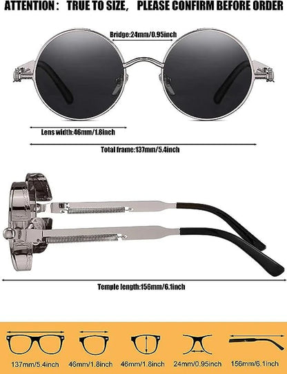 Retro Round Polarized Sunglasses Men Women Vintage Gothic Steampunk Glasses - HejK.com Marketplace.