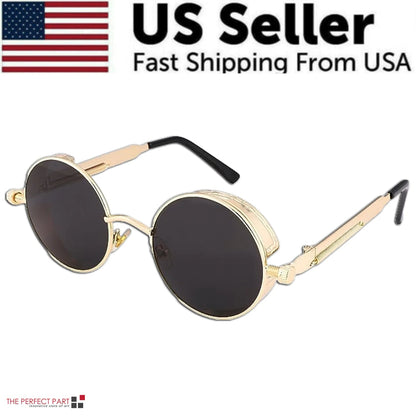 Retro Round Polarized Sunglasses Men Women Vintage Gothic Steampunk Glasses - HejK.com Marketplace.