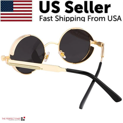 Retro Round Polarized Sunglasses Men Women Vintage Gothic Steampunk Glasses - HejK.com Marketplace.