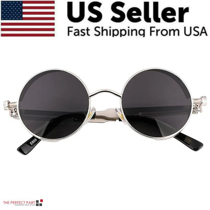 Retro Round Polarized Sunglasses Men Women Vintage Gothic Steampunk Glasses - HejK.com Marketplace.