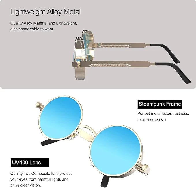 Retro Round Polarized Sunglasses Men Women Vintage Gothic Steampunk Glasses - HejK.com Marketplace.