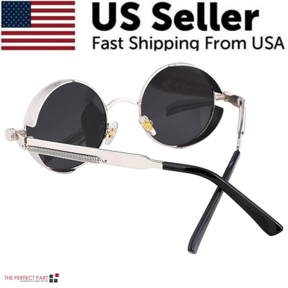 Retro Round Polarized Sunglasses Men Women Vintage Gothic Steampunk Glasses - HejK.com Marketplace.