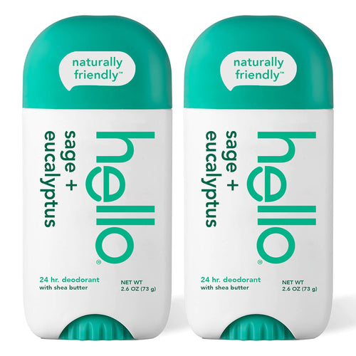 hei White Sage + Eucalyptus Deodorant With Shea Butter for Women + Men, Aluminium Fri, Natronfri, Parabener Fri, 24-timers luktbeskyttelse, 2,6 unse, 2-pakning salvie og eukalyptus 2,6 unse (pakke med 2)