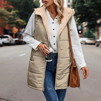 Double-Sided Hooded Cotton Jacket Vest