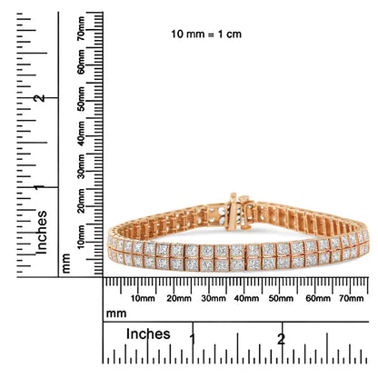 14K Rose Gold 3,0 Cttw Lab Grown Diamond, kaherealine Milgrain 7-tolline tennisekäevõru (GH värv, VS2-SI1 Clarity)