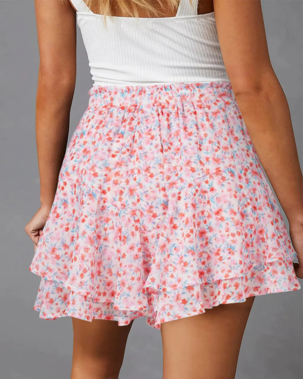 Flowy Shorts for kvinner Uformell Boho Floral Skorts Volanger Miniskjørt Running Tennis Butterfly Shorts Chiffon Shorts Large T Rosa Grønn Floral