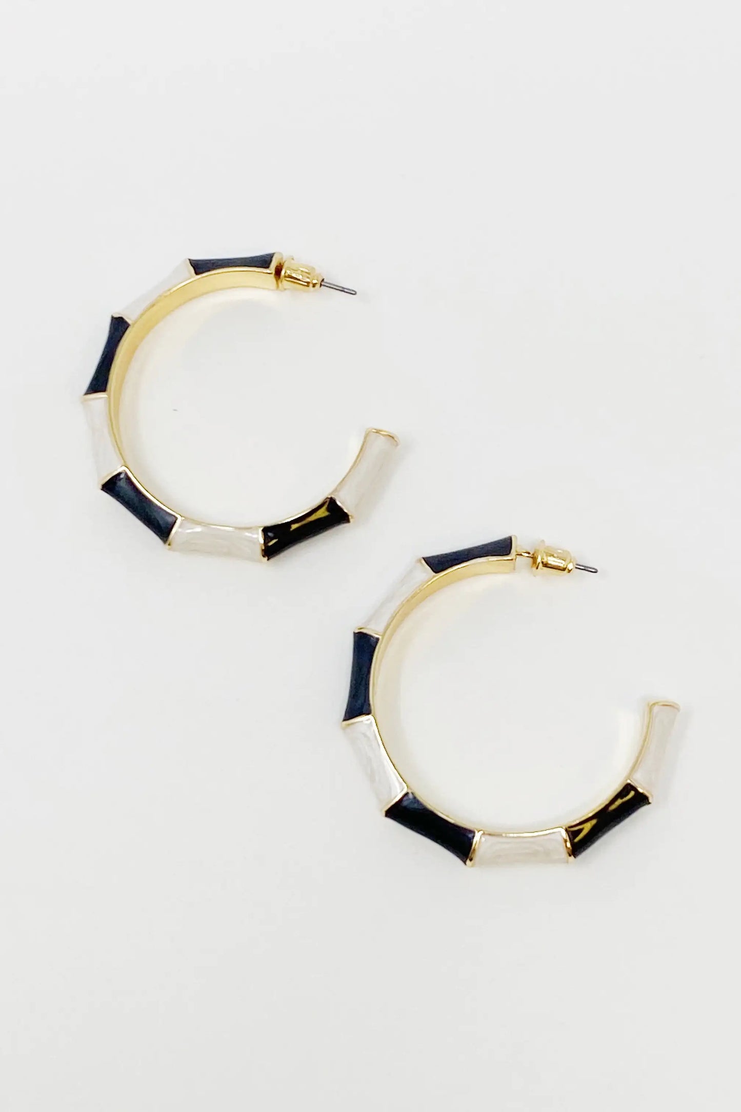 Color Block Bamboo Hoop Earrings