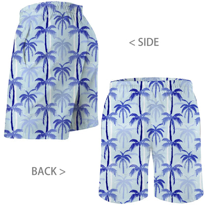 Men's Swim Trunks Hawaiian Bathing Mesh Lining Suit Swimsuits Beach Shorts with Pockets 3X-Large Light Blue-plam Tree