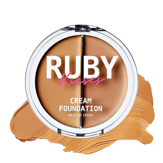 Ruby Kisses 3D Face Creator Cream Foundation &amp; Concealer, 12 timer langvarig, middels til full dekning, ikke-fettete, ideell for sminke- og konturpalett (nivå 5) 0,21 unse (pakke med 1) 1-5 nivå 5