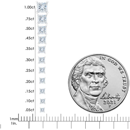 14k valgest kullast 1/5 Cttw printsesslõikelised teemantkõrvarõngad (IJ, I2-I3)