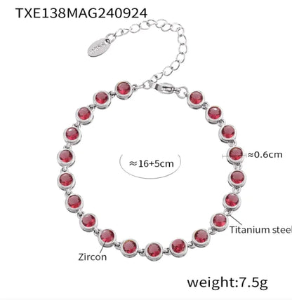 Titanium Steel Zircon Color Mix Bracelet & Necklace Set