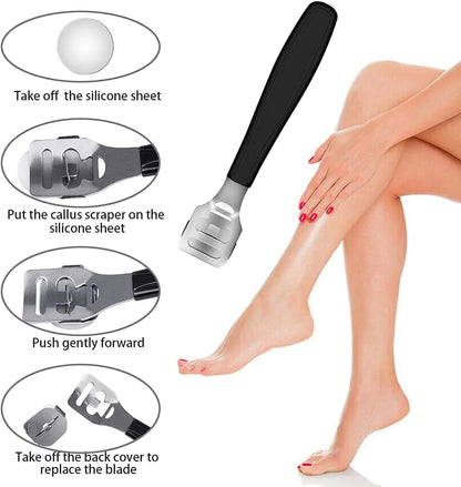 Kit de pedicura 36 en 1, herramientas para el cuidado de los pies, raspador de acero inoxidable para eliminar piel muerta, para casa y viajes… Negro y plateado