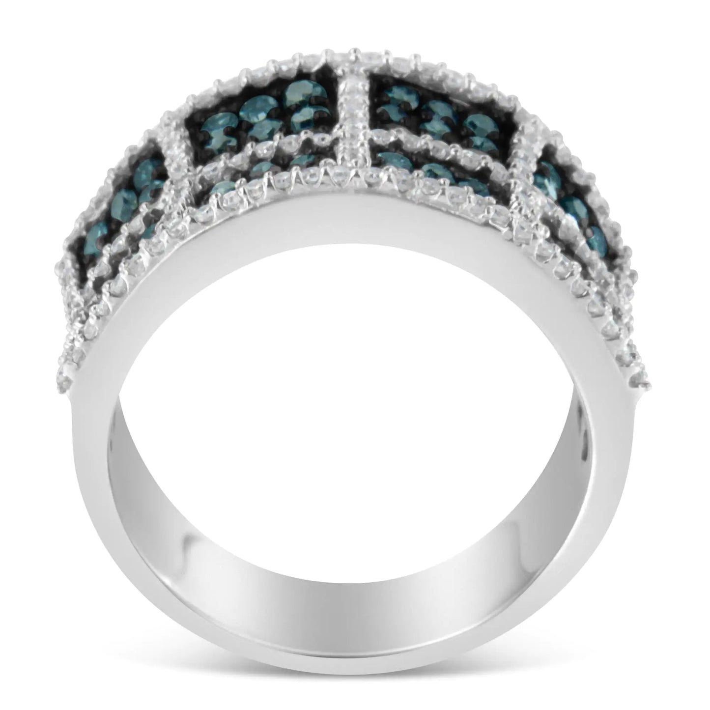 14K White Gold White and Treated Blue Diamond Cocktail Ring (1 1/2 Cttw, H-I Color, I1-I2 Clarity)