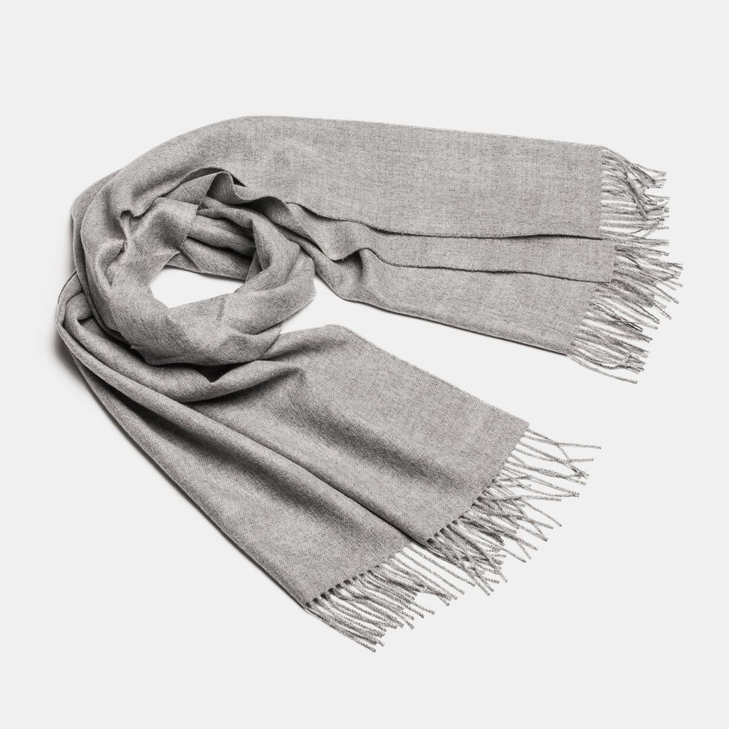 Natural Baby Alpaca Maxi-Scarf with Fringes