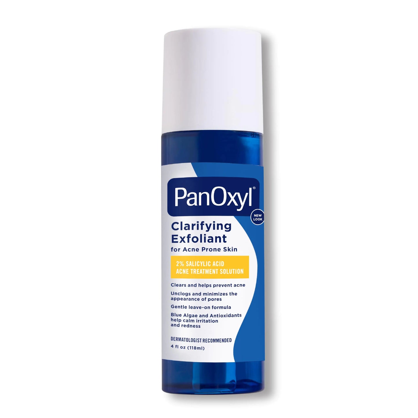 PanOxyl Clarifying Exfoliant with 2% Salicylic Acid, BHA Liquid Exfoliant for Face, Unclogs and Minimizes Appearance of Pores, Blue Algae & Antioxidants Help Calm Redness, For Acne Prone Skin, 4 fl oz.Salicylic Acid Exfoliant Pores