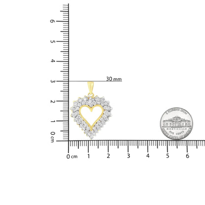 14K gult gullbelagt .925 sterlingsølv 4.0 Cttw Diamond Shadow Frame Heart 18" anhengskjede (JK Color, I1-I2 Clarity)