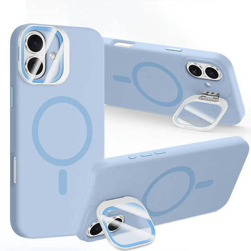 STERKER Designed for iPhone 16 Pro Case with Camera Invisible Stand [Lens Protector] [Compatible with MagSafe] Military Drop Protection Silicone Back Cover 6.3'', Blue - Catch Cards