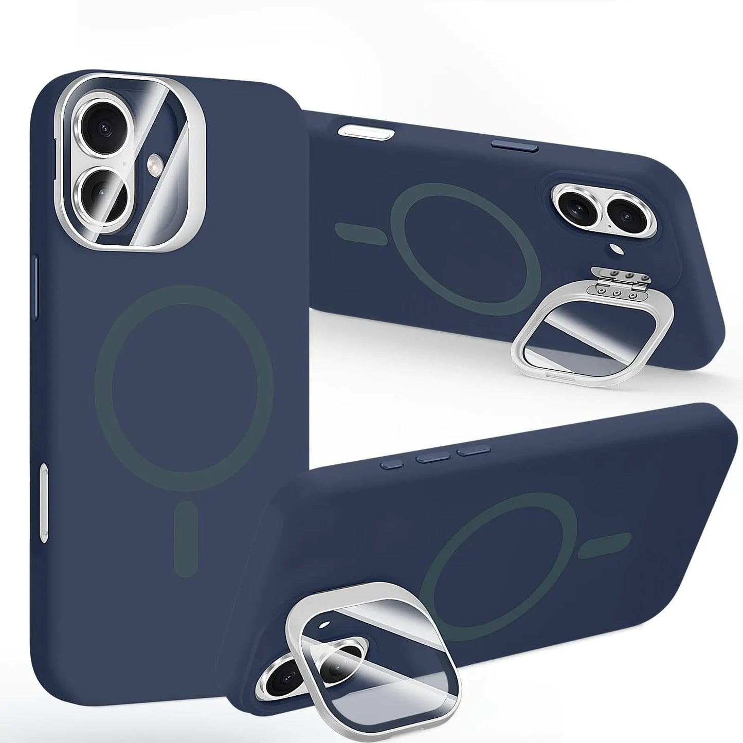 STERKER Designed for iPhone 16 Pro Case with Camera Invisible Stand [Lens Protector] [Compatible with MagSafe] Military Drop Protection Silicone Back Cover 6.3'', Blue - Catch Cards