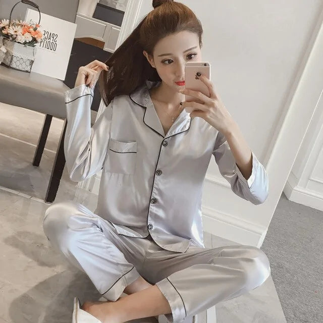 Kvinner Silk Satin Pyjamas