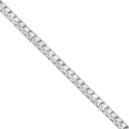 Pulsera de tenis de oro blanco de 14 quilates con diamantes de talla redonda (4,00 cts, color IJ, claridad I2-I3)