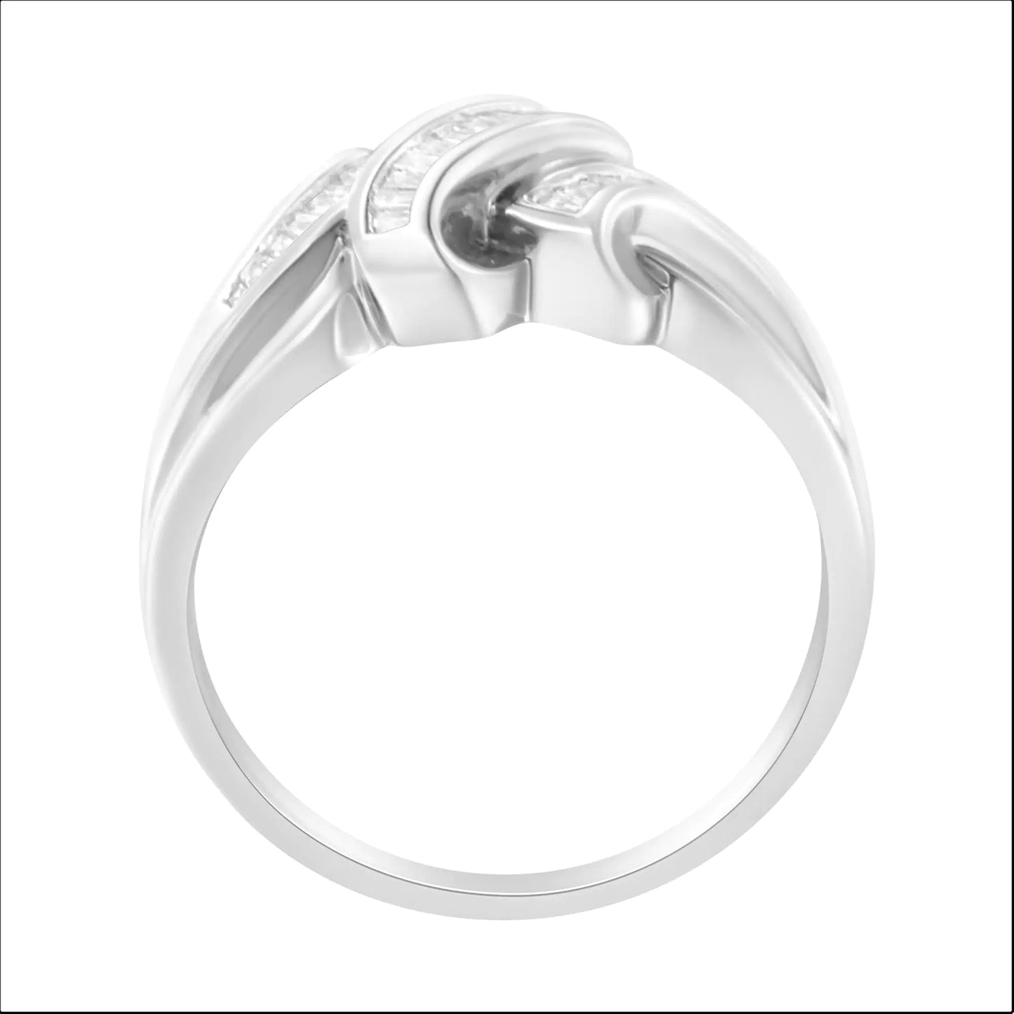 14K hvitt gull 1/3 Cttw kanalsett Baguette Diamond Bypass Ring Band (HI Color, SI1-SI2 Clarity)