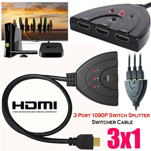 3 Port HDMI Splitter Cable 1080/4K Switch Switcher HUB Adapter for HDTV PS4 Xbox