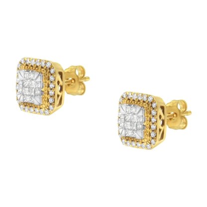 Aretes de diamantes en oro amarillo de 10 quilates (1/2 ct, color HI, claridad SI2-I1)