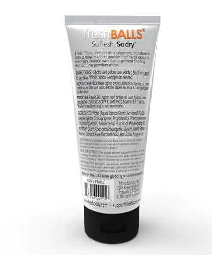 Fresh BALLS Lotion - Anti-gnagsår beroligende krem ​​til pulver for menn - Ball-deodorant og hygiene for lyskeområdet - Den originale anti-gnagskremen for menn, 3,4 fl oz 3,4 Fl Oz (pakke med 1)