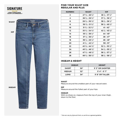 Signatur av Levi Strauss &amp; Co. Gold Dame Totally Shaping Pull-on Skinny Jeans (tilgjengelig i Plus Size) 18 Long Noir