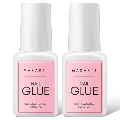 Makartt Quick Nail Glue for Press on Nails: Acrylic Nail Tips-Fake Nails-Salon Quality Strong Brush On Nail Glue-Quick Dry Easy Application No Need for Nail Lamp Durable & Long-Lasting 7ML 2Pcs 0.23 Fl Oz (Pack of 2)