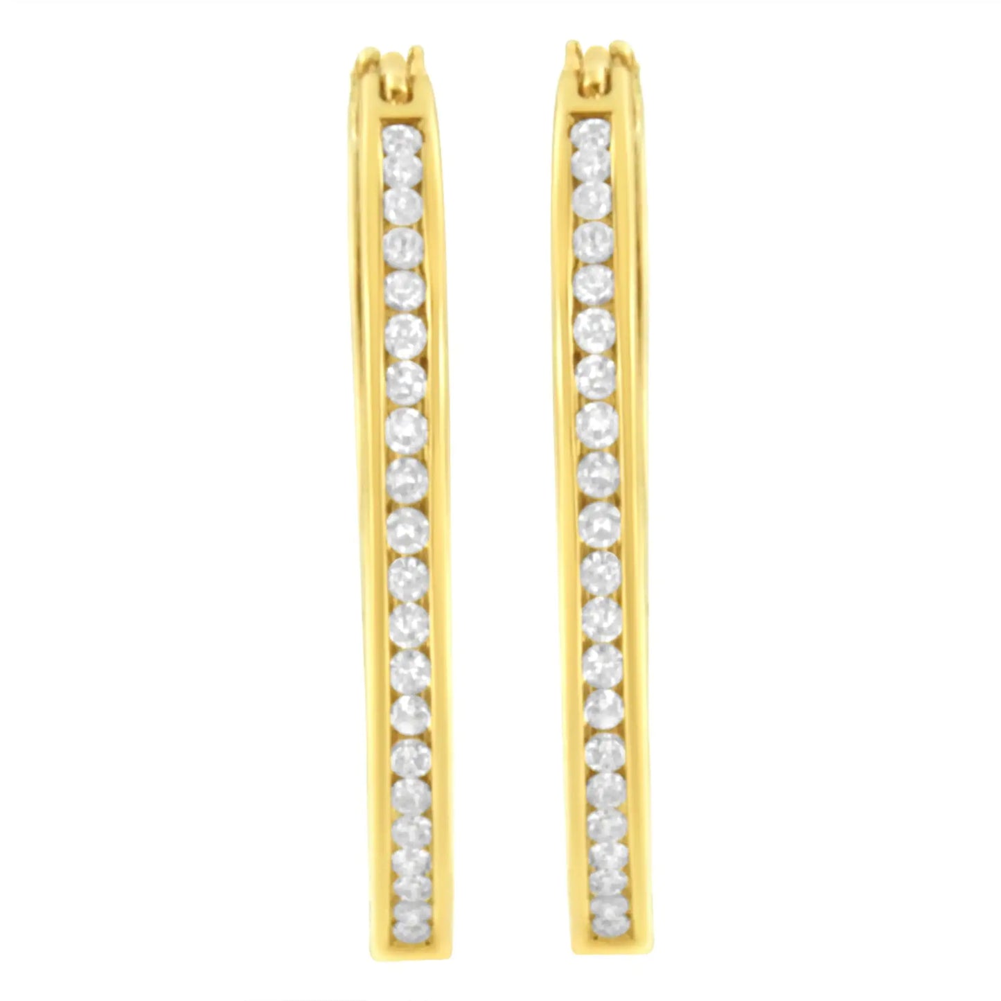 10K Yellow Gold 1/2 cttw Channel Set Diamond Hoop Earrings (I-J Clarity, I1-I2 Color)