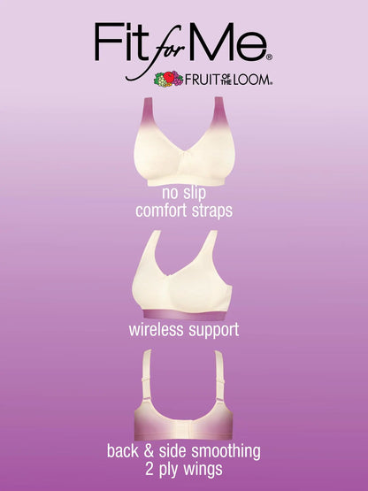 Fruit of the Loom Fit for Me Women's Plus-Size Wireless Cotton Bra, Available in Multi Packs! 46D Sand