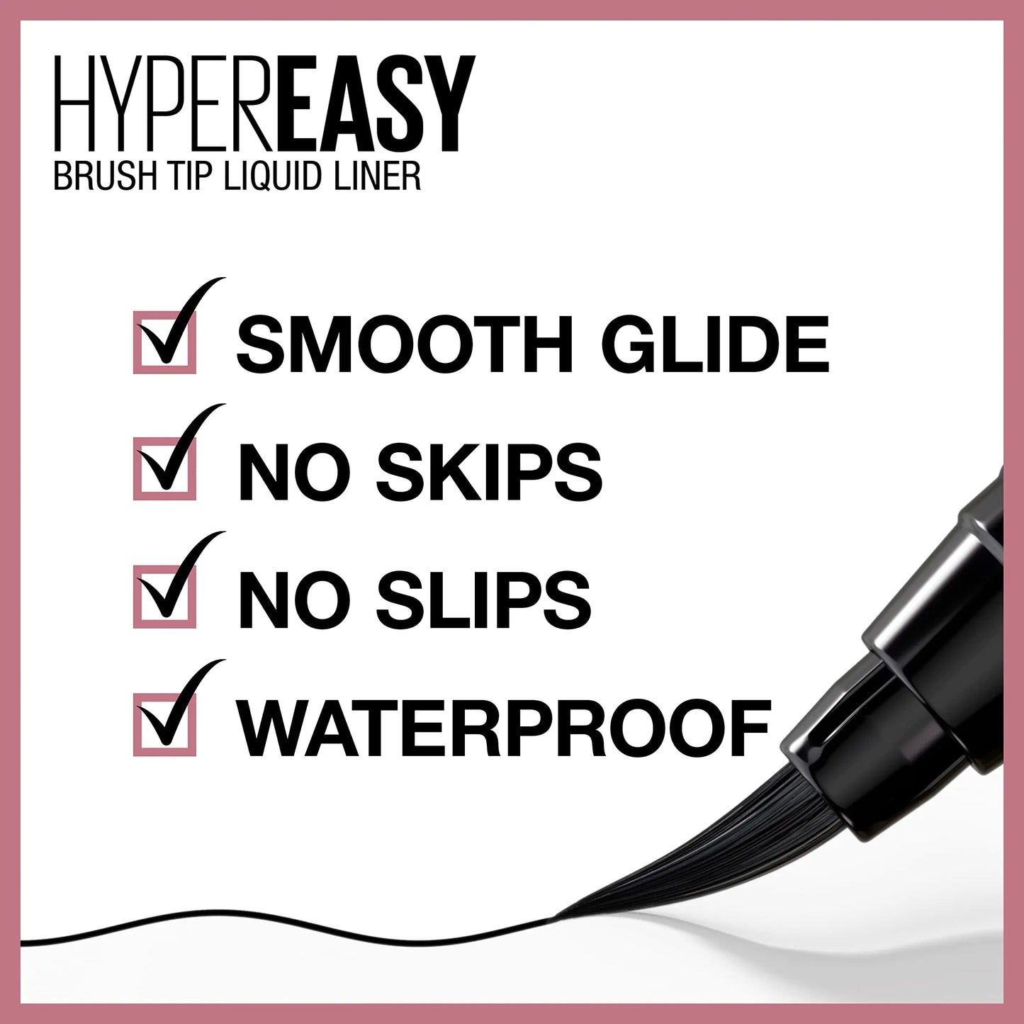 Maybelline Hyper Easy Liquid Pen No-Skip Eyeliner, satengfinish, vanntett formel, beksvart, 0,018 Fl Oz 0,02 Fl Oz (pakke med 1)