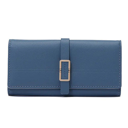 Tri - fold Clutch with Long Metal Buckle Design - Catch Cards